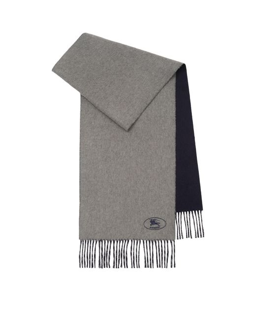 Burberry Gray Cashmere Reversible Knight Scarf