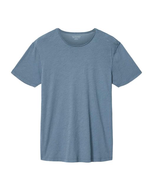 AllSaints Blue Organic Cotton Figure T-Shirt for men