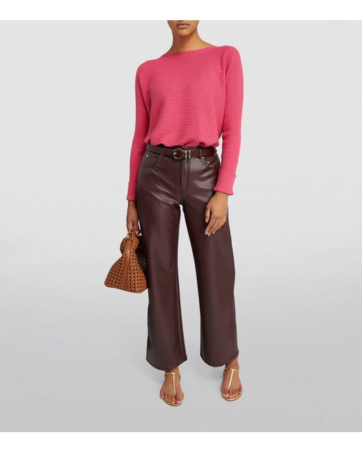 MAX&Co. Purple Faux-leather Straight-leg Trousers