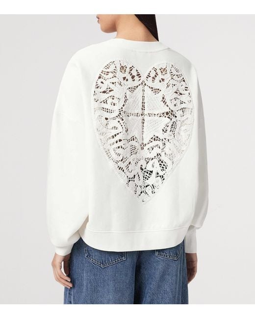 AllSaints White Cotton-Blend Esme Lila Sweater