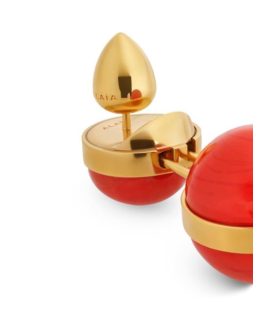 Alaïa Red Small Sphere Pendant Drop Earrings