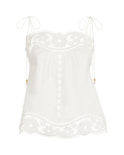 Zimmermann White Linen Broderie Anglaise Cami Top