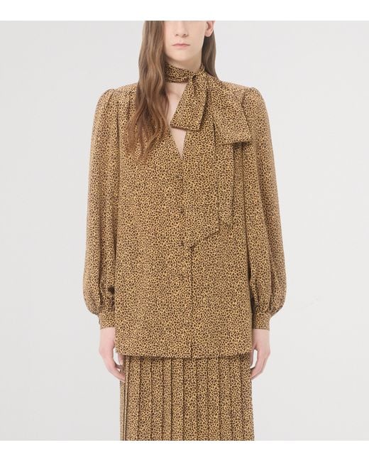 Valentino Brown Silk Cheetah-Print Shirt