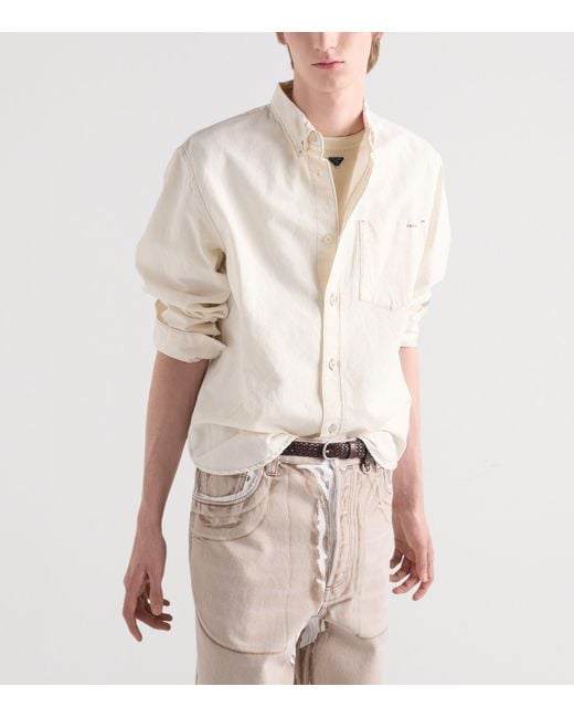 Prada White Chambray Button-Down Shirt for men