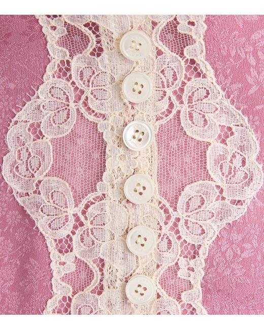 Chloé Pink Silk Jacquard Peplum Top
