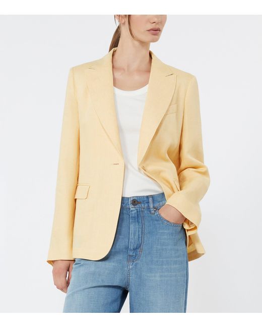 Weekend by Maxmara Natural Linen Single-Breasted Blazer