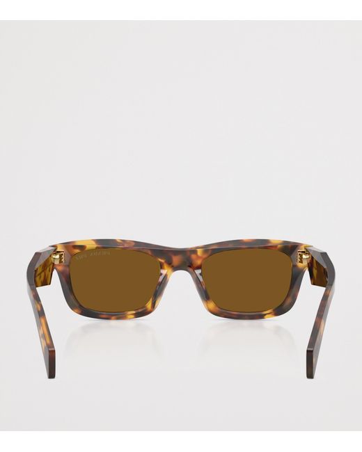 Prada Brown Acetate Rectangular Sunglasses
