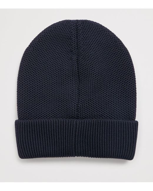 Moncler Blue Wool Logo Beanie for men