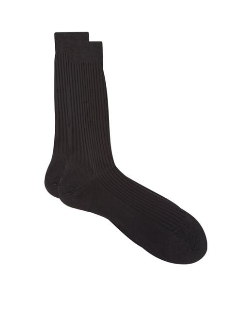 Pantherella Black Silk Baffin Socks for men