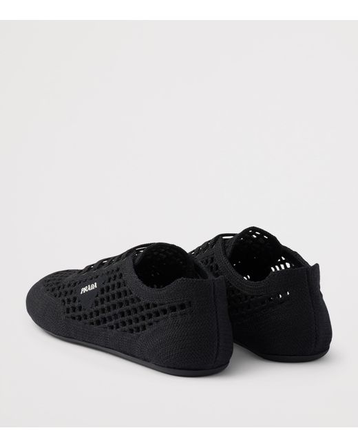 Prada Black Cotton Crochet Collapse Sneakers