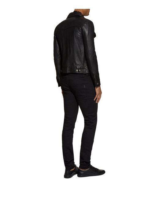 Saint Laurent Black Leather Jacket With Adjustable Waist for men