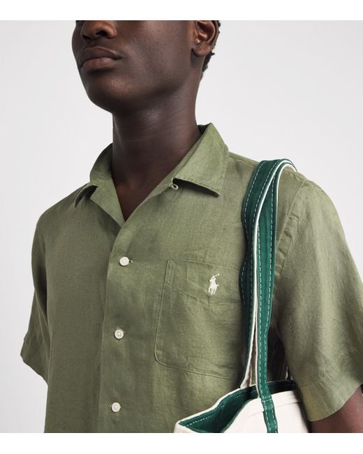 Polo Ralph Lauren Green Linen Short-Sleeve Classic-Fit Shirt for men