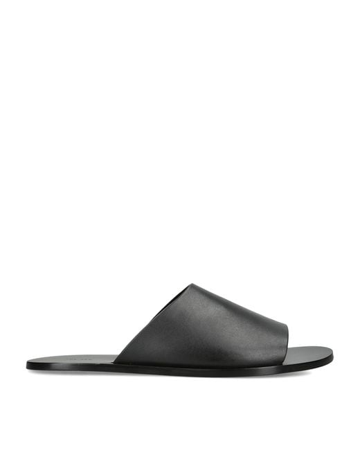 The Row Black Hugh Suede Slides for men