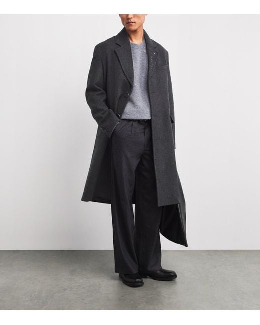 DOMREBEL Gray Wool Exposed Stitching Overcoat for men