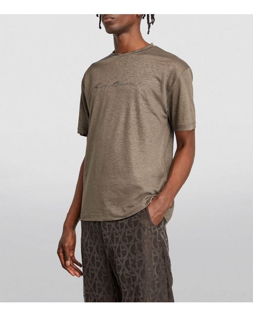 Giorgio Armani Brown Linen T-shirt for men
