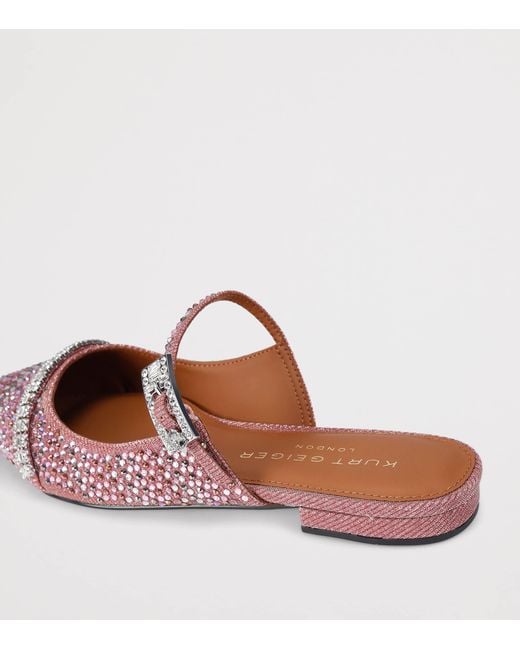 Kurt Geiger Pink Embellished Strass Flat Mules