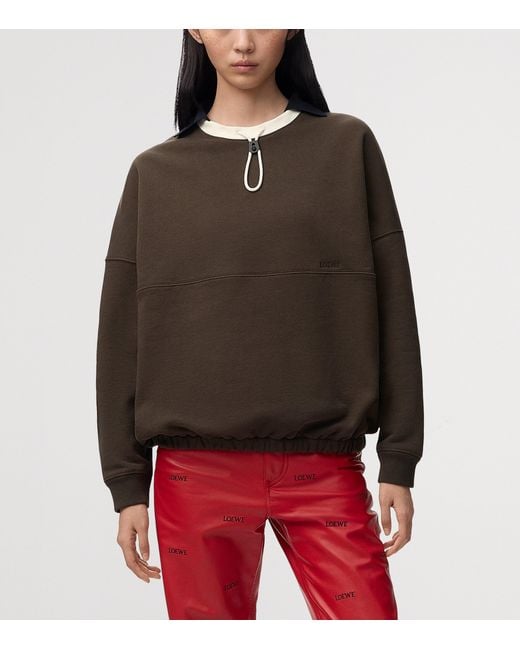 Loewe Brown Cotton-Blend Drawstring Sweatshirt