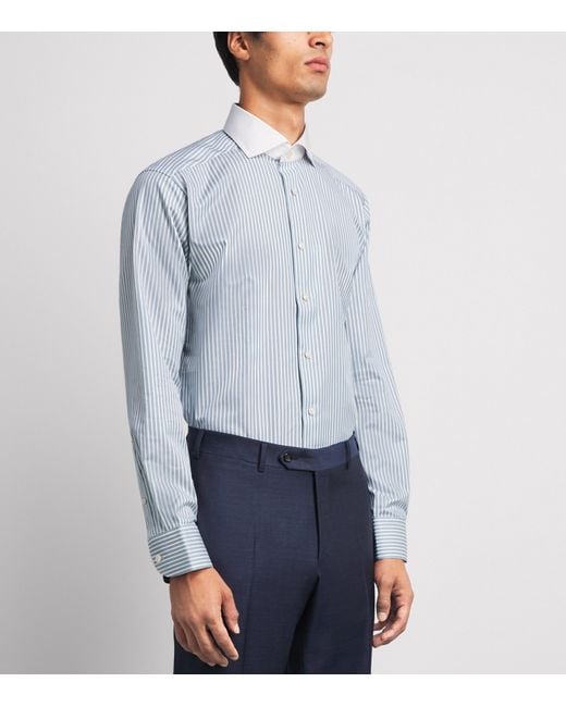 Eton of Sweden Blue Cotton Stripe Slim Fit Shirt for men