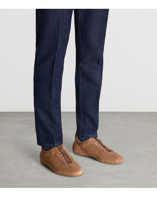 Dunhill Brown Suede Automotive Davies Sneakers for men
