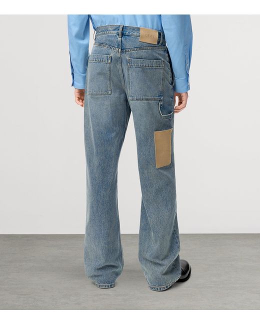 Loewe Blue Apos;S Leather-Patch Straight-Leg Jeans for men
