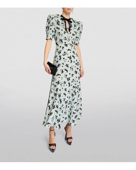Alessandra Rich White Silk Floral Maxi Dress