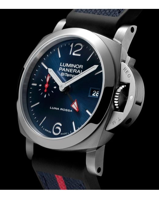 Panerai Blue Stainless Steel Luminor Quaranta Bitempo Luna Rossa Watch for men