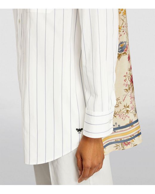 Weekend by Maxmara White Floral-back Striped Shirt