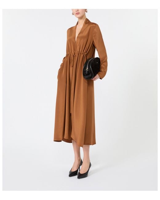 Max Mara Brown Silk Midi Dress