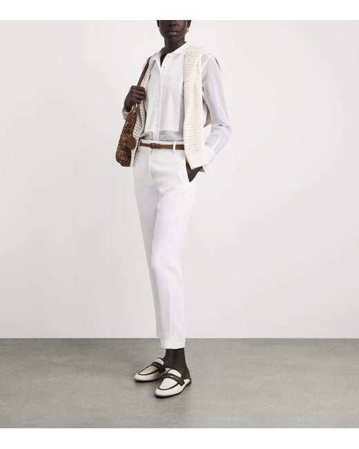 Eleventy White Cotton Longline Dress Shirt