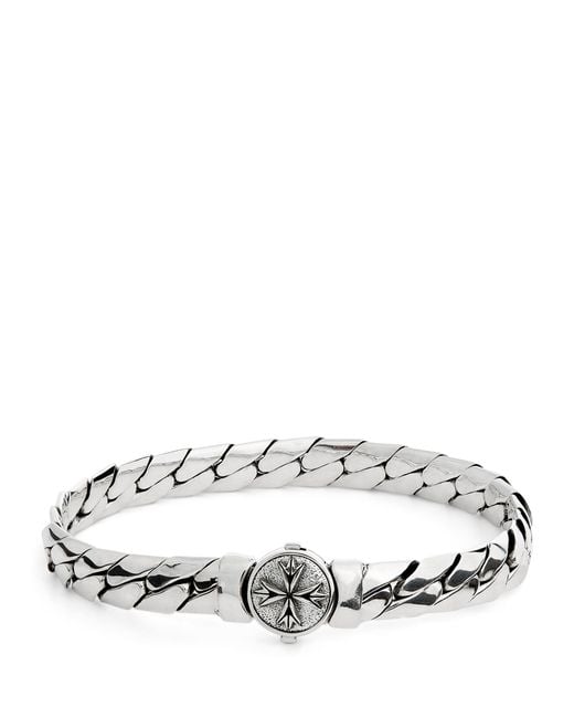 Emanuele Bicocchi Metallic Sterling Herringbone Chain Bracelet for men
