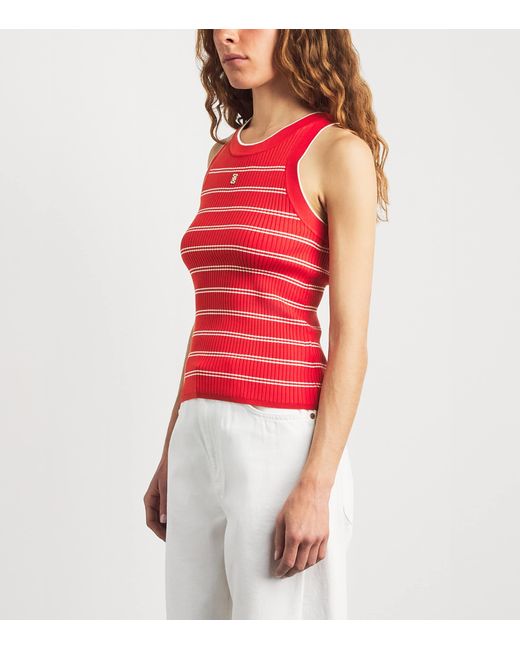Sandro Red Knit Stripe Tank Top