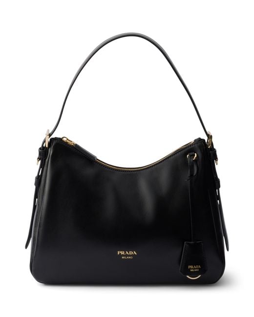 Prada Black Medium Leather Aimée Shoulder Bag