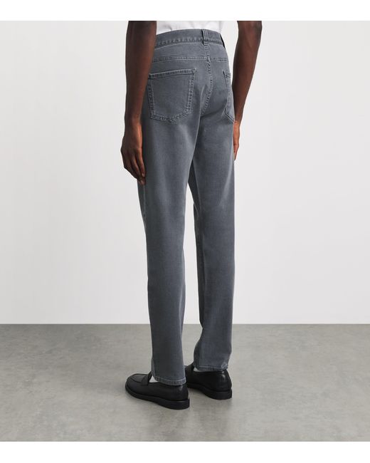 Canali Gray Stretch-Cotton-Cashmere Straight Jeans for men
