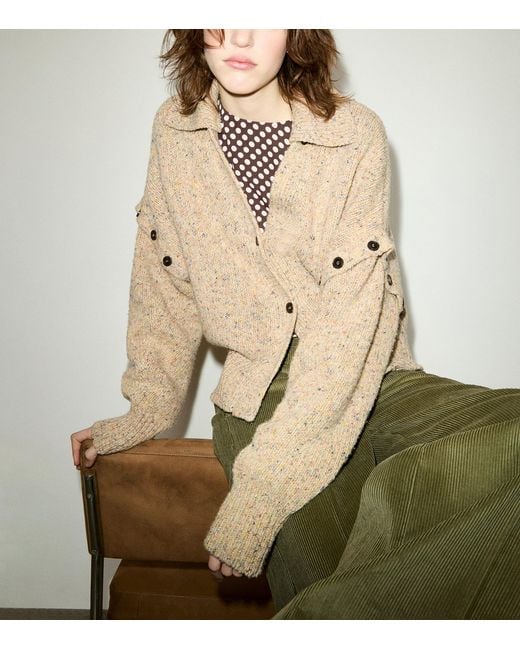MAX&Co. Natural Wool Button-Detail Cardigan
