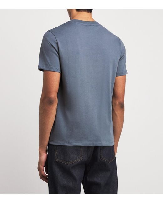 Sandro Blue Organic Cotton Logo T-Shirt for men