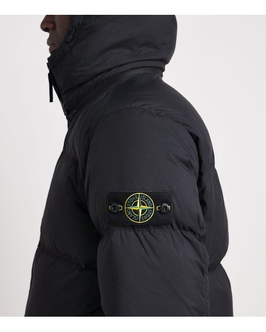 Stone Island Black Ripstop Down-Padded Coat for men