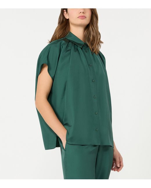 Weekend by Maxmara Green Silk Gathered Shirt