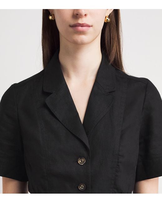 ME+EM Black Linen-Blend Soft Sculpt Top