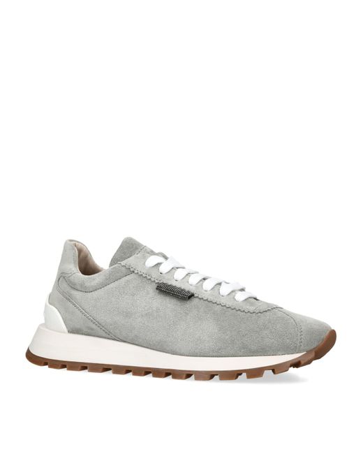 Brunello Cucinelli White Suede Runner Sneakers