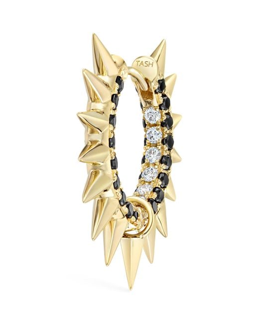 Maria Tash Metallic Metal Mohawk Diamond Spike Single Hoop Earring