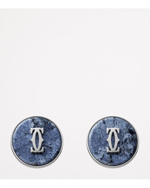 Cartier Blue Sterling Double C De Cufflinks for men