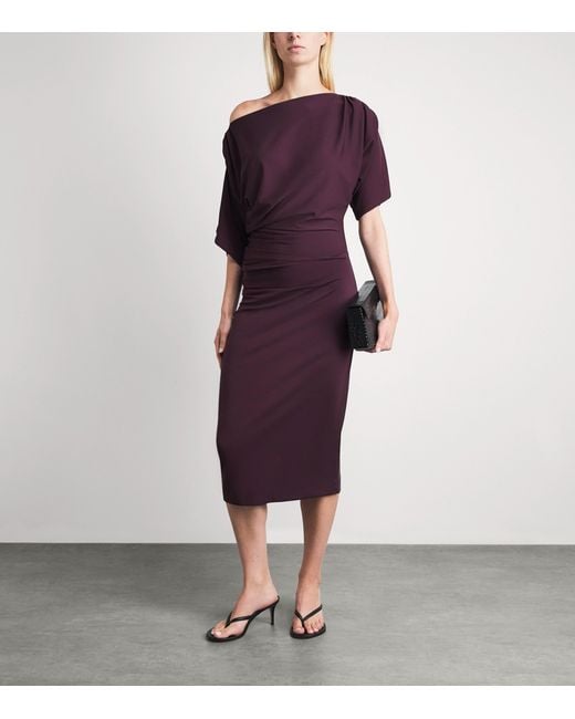 Wolford Purple Fluid Drape Midi Dress