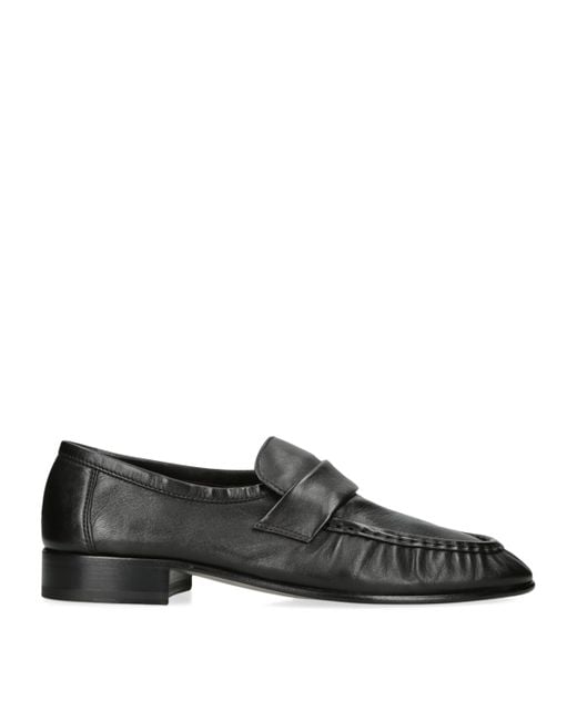 The Row Black Soft Leather Loafers