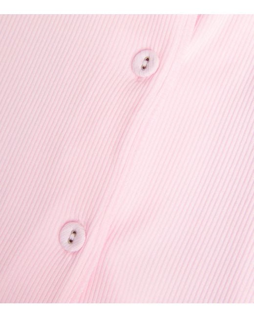Skims Pink Ribbed Soft Lounge Pyjama Set