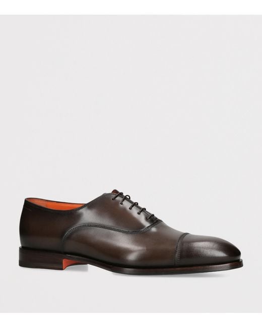 Santoni Brown Leather Adrian Blake Oxford Shoes for men
