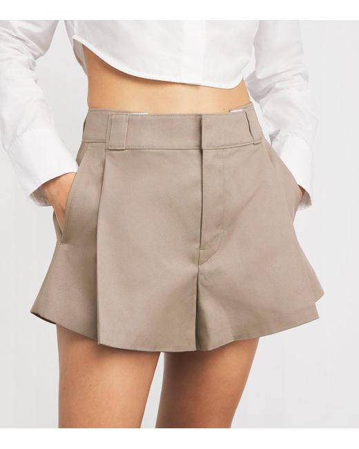 Alexander Wang Natural Heavy Cotton Drill Box-Pleated Shorts