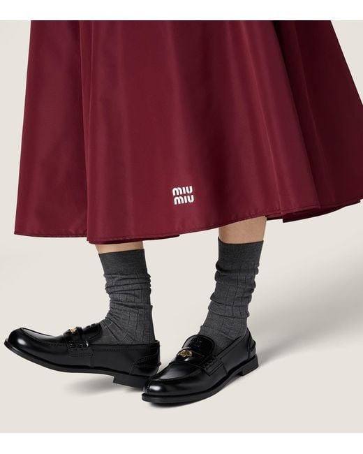 Miu Miu Red Technical Drawstring Midi Skirt