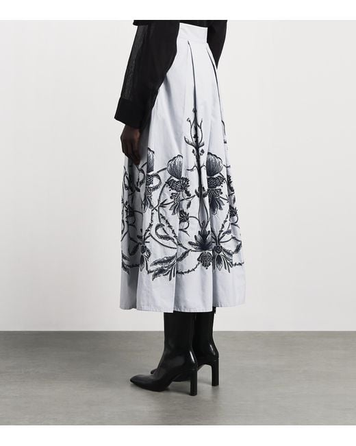 Eleventy White Cotton Embroidered Maxi Skirt
