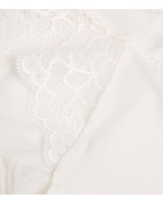 Simone Perele White Lace-Trim Caresse Briefs