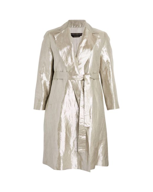 Marina Rinaldi Natural Linen-blend Wrap Coat